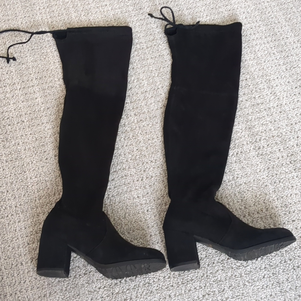 Shein Knee High tie Boots size 39 (7) in black with liner
